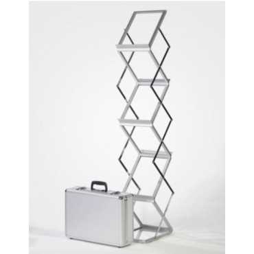 Aluminum leaflet holder with 6 acrylic Z trays | catalog holder