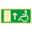 Exit sign in front for people with disabilities or reduced mobility door