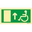 Sinal de Saída em frente para pessoas com deficiência ou mobilidade reduzida