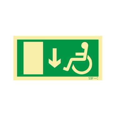Exit sign for people with disabilities or reduced mobility