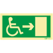 Exit sign to the right for people with disabilities or reduced mobility
