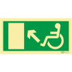 Exit sign rising to the left for people with disabilities or reduced mobility