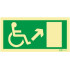 Sinal de Saída a subir à direita para pessoas com deficiência ou mobilidade reduzida