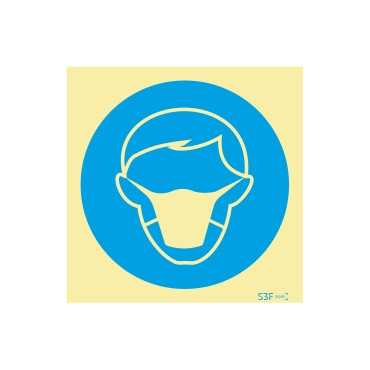 Sign of obligation, post and fumes mask 