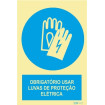 Obligation sign, electrical protective gloves with description