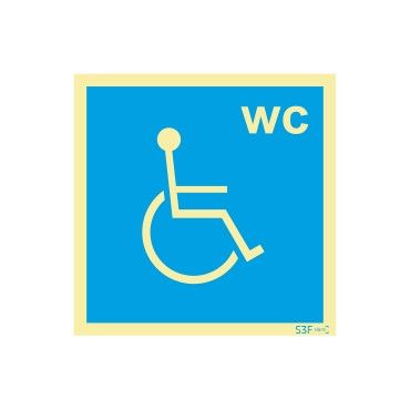 Sinalética Fotoluminescente|Sinalética |Sinal de informação, instalações sanitárias WC para utilizadores com mobilidade condicio