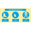 Triple compound sign, mandatory use of protective gloves, protective boots and protective clothing