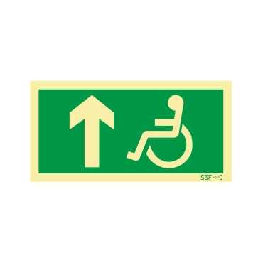 Exit sign ahead for people with disabilities or reduced mobility