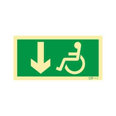 Exit sign for people with disabilities or reduced mobility