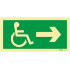 Exit sign to the right for people with disabilities or reduced mobility