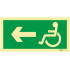 Exit sign to the left for people with disabilities or reduced mobility