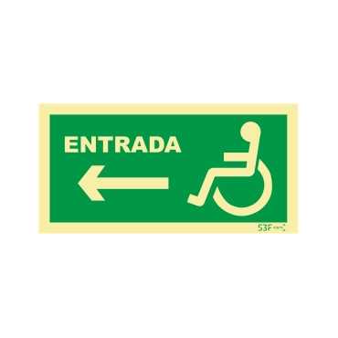 Left entrance sign for people with disabilities or reduced mobility