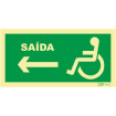 Exit sign to the left for people with disabilities or reduced mobility