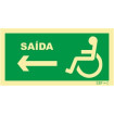 Sinal de saída à esquerda para pessoas com deficiência ou mobilidade reduzida