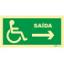 Sinal de saída à direita para pessoas com deficiência ou mobilidade reduzida