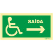 Exit sign to the right for people with disabilities or reduced mobility