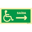Sinal de saída à direita para pessoas com deficiência ou mobilidade reduzida