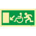 Exit sign going down to the left for people with disabilities or reduced mobility