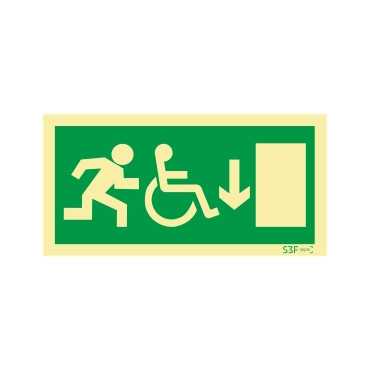 Exit sign for people with disabilities or reduced mobility