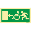 Exit sign to the left for people with disabilities or reduced mobility