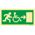 Exit sign to the right for people with disabilities or reduced mobility