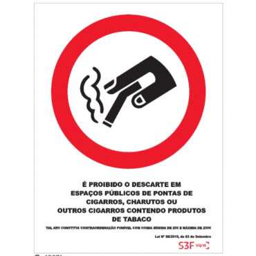 Sinalética Fotoluminescente|Segurança|Sinal para fumadores, Deposite aqui a ponta do seu cigarro|Sinal para fumadores, Deposite 