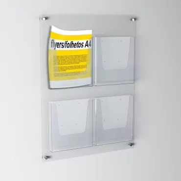 Placa 4 x A4 Porta-folhetos