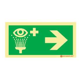 Sinalética Fotoluminescente|Saída de Emergência|Sinalização Segurança| Sinal de Lava-olhos de emergência à direita