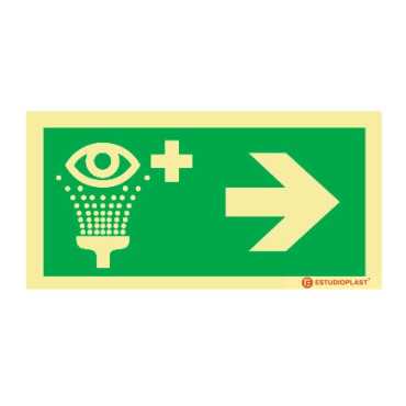 Sinalética Fotoluminescente|Saída de Emergência|Sinalização Segurança| Sinal de Lava-olhos de emergência à direita