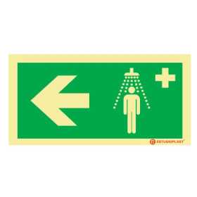 Sinalética Fotoluminescente|Saída de Emergência|Sinalização Segurança| Sinal de Chuveiro de emergencia à esquerda