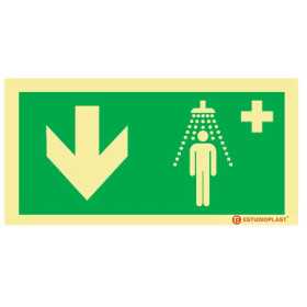 Sinalética Fotoluminescente|Saída de Emergência|Sinalização Segurança| Sinal de Chuveiro de emergencia à baixo
