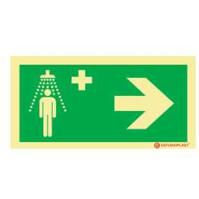 Sinalética Fotoluminescente|Saída de Emergência|Sinalização Segurança| Sinal de Chuveiro de emergencia à direita