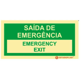 Sinalética Fotoluminescente|Saída de Emergência|Sinalização Segurança|Sinal de Saída de emergência Português e inglês