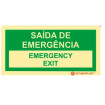 Sinal de Saída de emergência Português e inglês