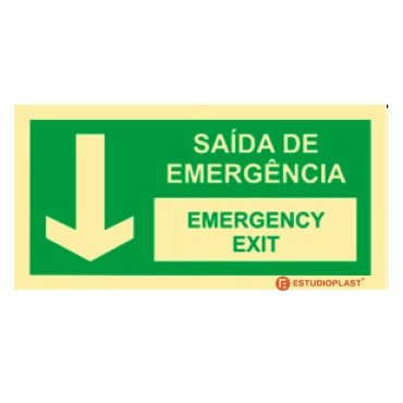 Sinalética Fotoluminescente|Saída de Emergência|Sinalização Segurança|Sinal de Saída de emergência Português e inglês Traz