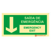 Sinal de Saída de emergência Português e inglês Traz