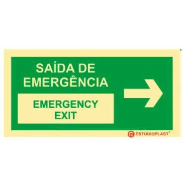 Emergency Exit Sign Portuguese and English Right
