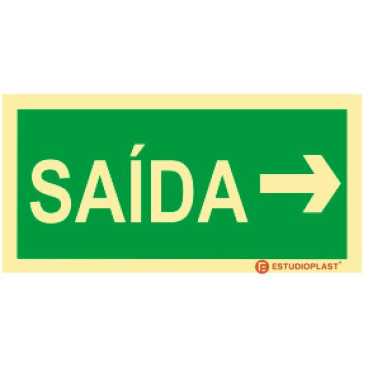 Sinalética Fotoluminescente|Saída de Emergência|Sinalização Segurança|Sinal de Saída Direita