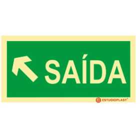 Sinalética Fotoluminescente|Saída de Emergência|Sinalização Segurança| Sinal de Saída Diagonal Esquerda Cima