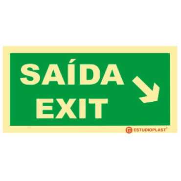 Photoluminescent Signage|Emergency Exit|Safety Signage| Exit Signal / Exit Diagonal right low