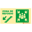 Refuge zone sign go down to the left