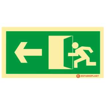 Sinalética Fotoluminescente|Saída de Emergência|Sinalização Segurança saída para a esquerda