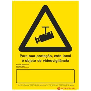 Sign for places under video surveillance, restaurant establishments...