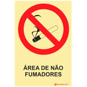 Sinalética Fotoluminescente|Saída de Emergência|Sinalização proibição|Sinal de proibição, Proibido Área de Não Fumadores