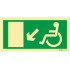 Exit sign going down to the left for people with disabilities or reduced mobility