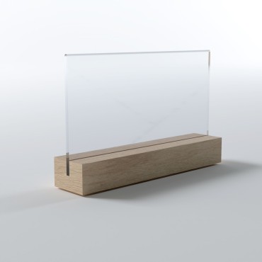Bolsa porta-menu horizontal c/ base de madeira
