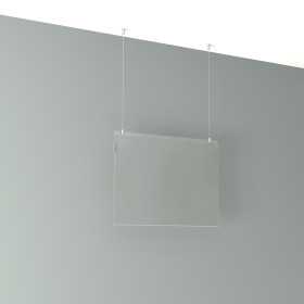 acrílico suspenso | sistema cabo de aço | montras imobiliárias | bolsas imobiliárias | bolsa suspensa