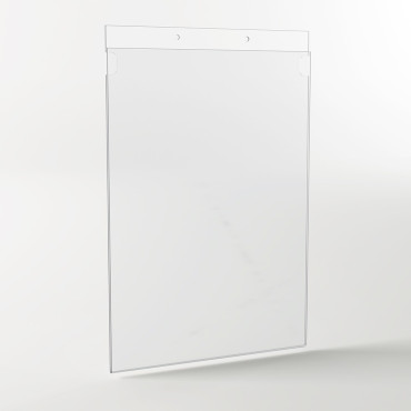 Pocket with perforations, vertical pocket, acrylic display, wall pocket, information holder.