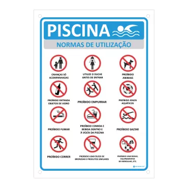 placa | sinalética | piscina | regras | placa informativa
