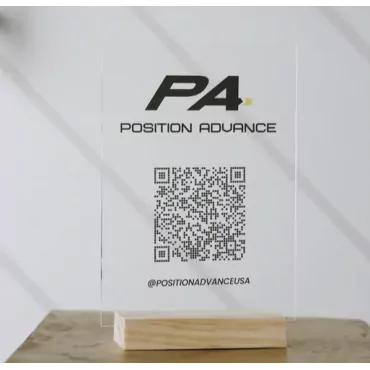 Wooden base with QR code